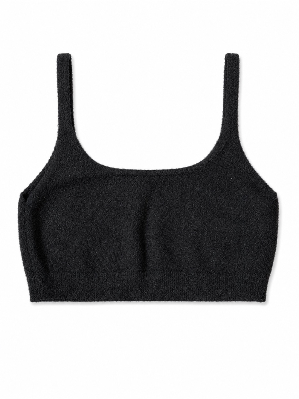 OAK + FORT Black Fuzzy Knit Cropped Tank